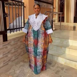 2024 Printed Afrian Party Dress for Women Plus Size Dashiki Kaftan Robe Summer Nigerian Ankara Clothing Islam Turkey Lace Robe