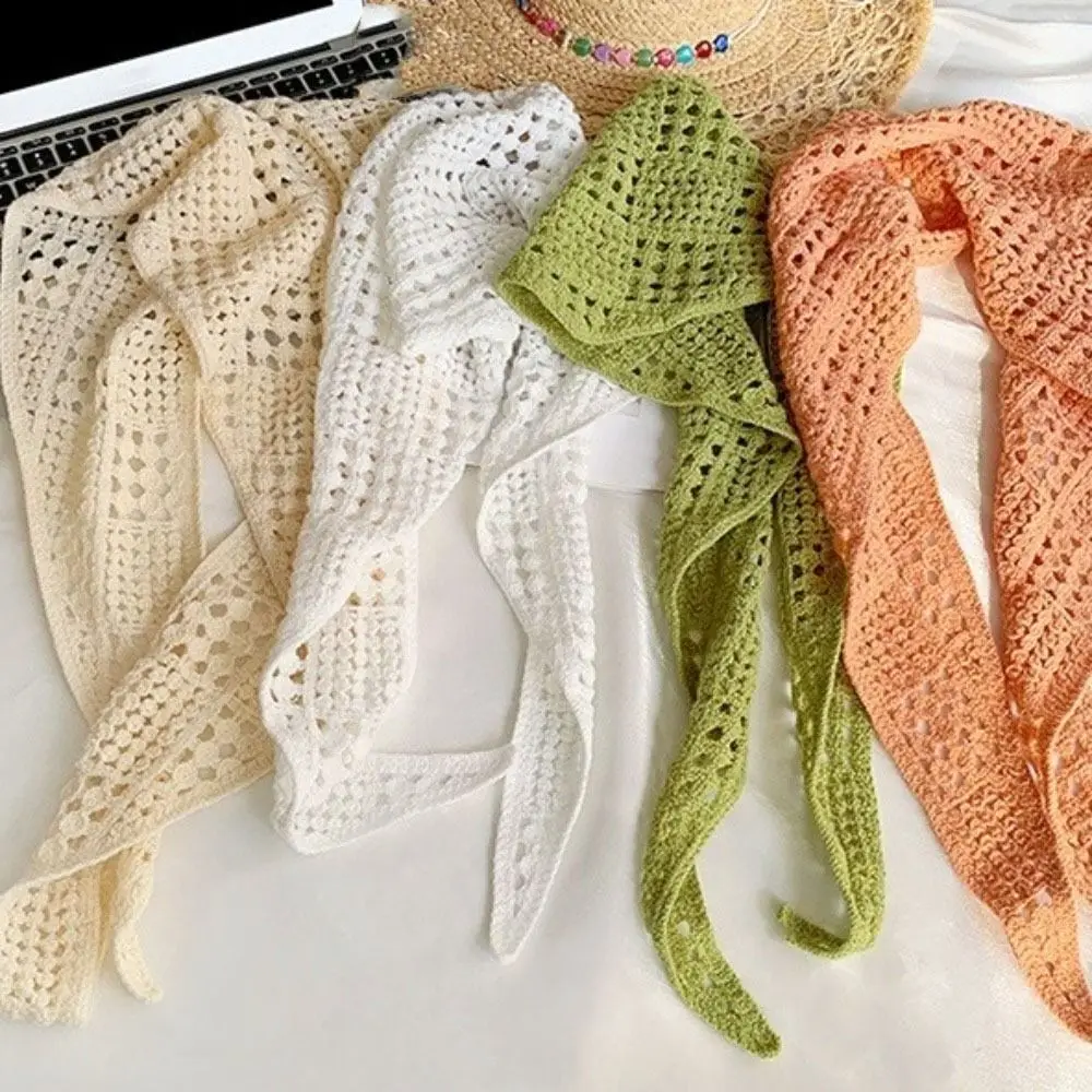 Sciarpa triangolare lavorata a maglia cava retrò Forma triangolare Design Y2k Scialle Balletcore Sciarpa elegante stile Balletcore