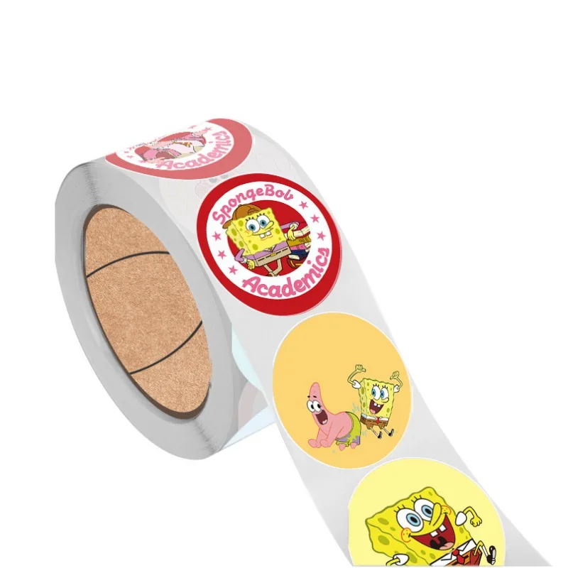 500Pcs/roll SpongeBob Sticker DIY Diary Laptop Luggage Skateboard Graffiti Decoration Decals Toys Cartoon Kids Reward Stickers