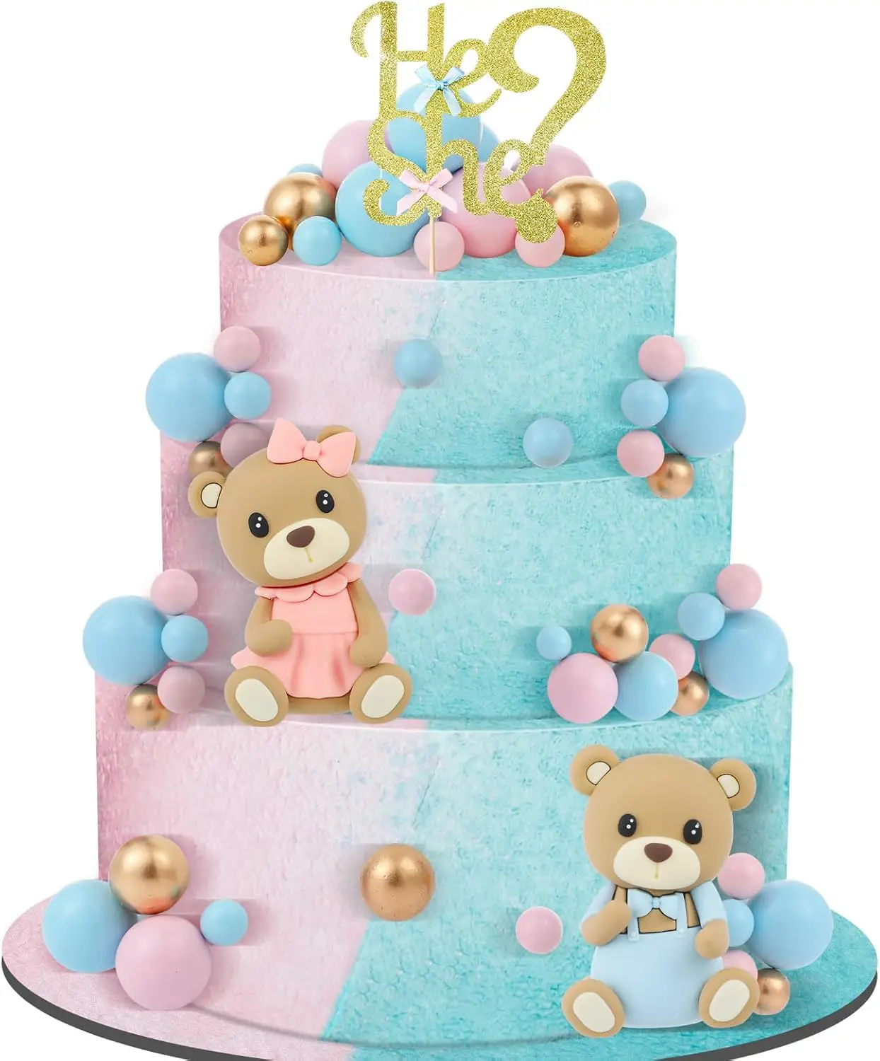 Gender Reveal Cake Topper Set enthält er oder sie Cake Topper für Jungen und Mädchen. Gender Reveal Babyparty (Bär)