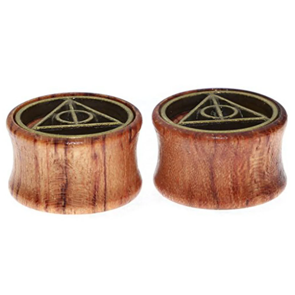 1PC Hollow Organic Wood Flesh Tunnels Double Flared Ear Stretcher Saddle Plugs Gauge 8mm - 20mm