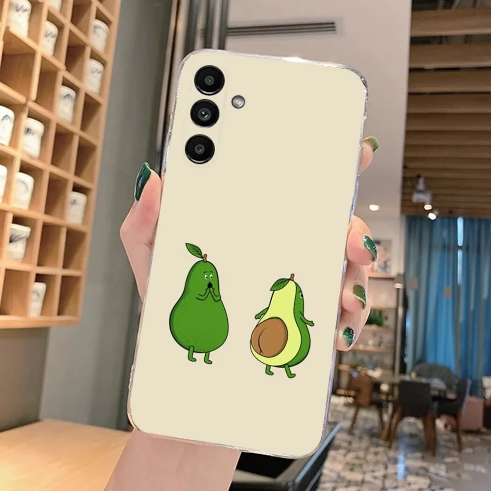 Cute Cartoon Fruit Avocado Phone Case For Samsung Galaxy A71,70,52,51,40,31,A50,30S,21S,Note20ultra Transparent Cover