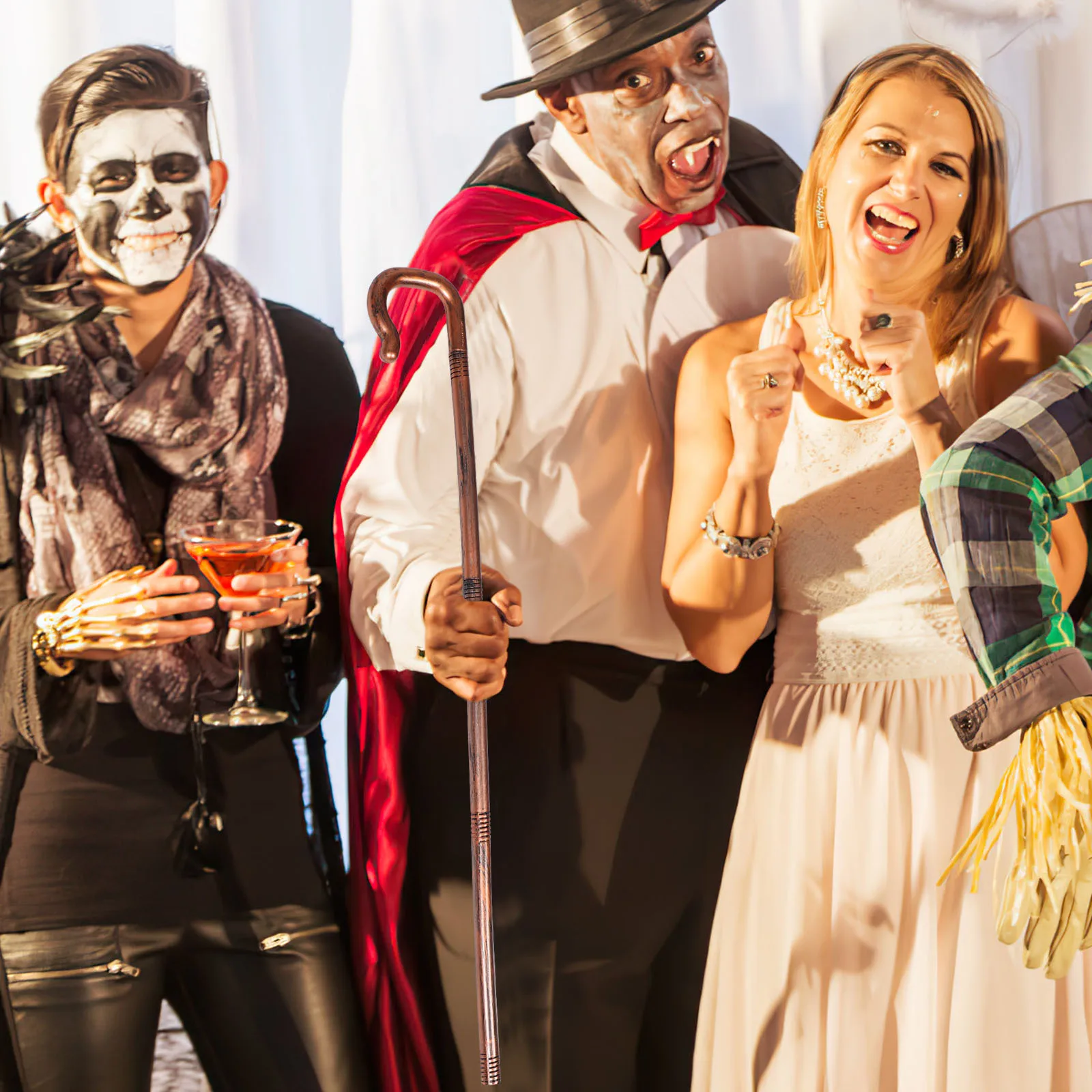 Adereço de cana de plástico para equipe de feiticeiro de Halloween para cosplay, acessório de fantasia de festa, bastão de pastor para Halloween