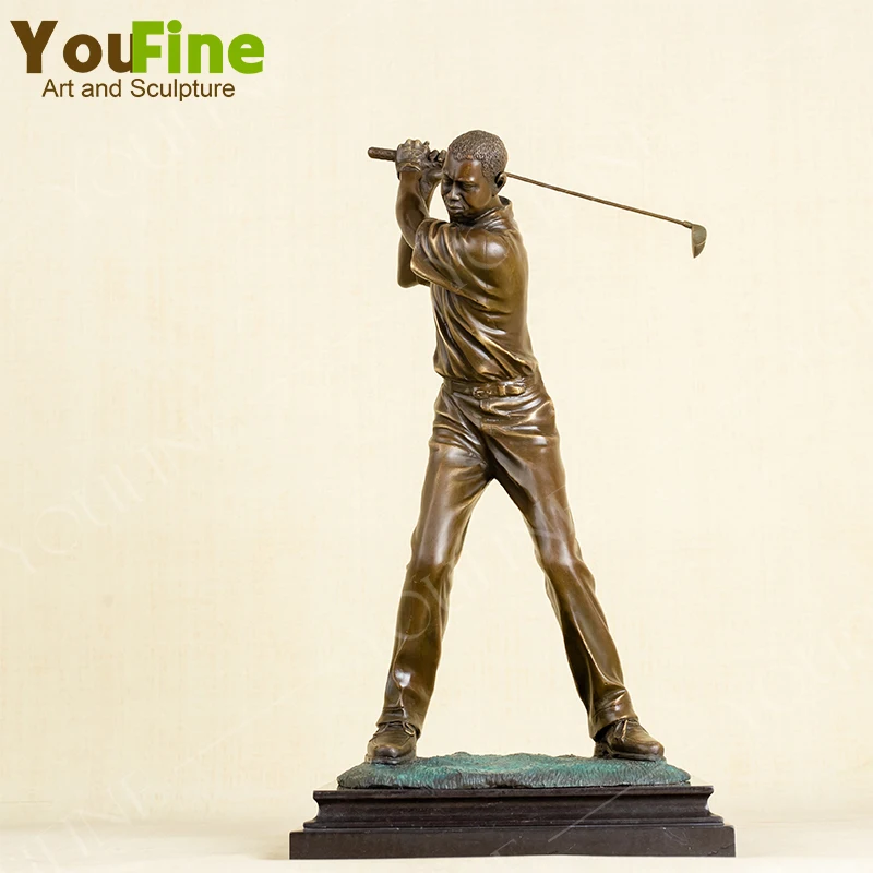 54cm Bronze Golf Man Statue Bronze Golfer Man Sculpture Playing Golf Art Figurine Crafts Home Office Decoration Ornament Gifts