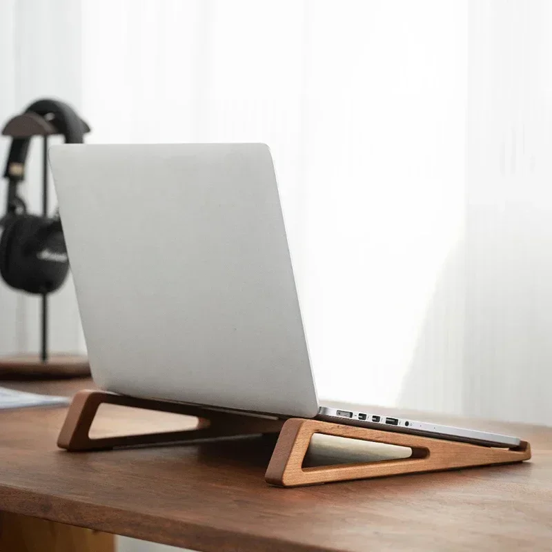 1pair Universal Portable Wooden Laptop Holder Stand Computer Cooling Bracket Suitable For Notebook Laptop Tablet 10-17 Inchs