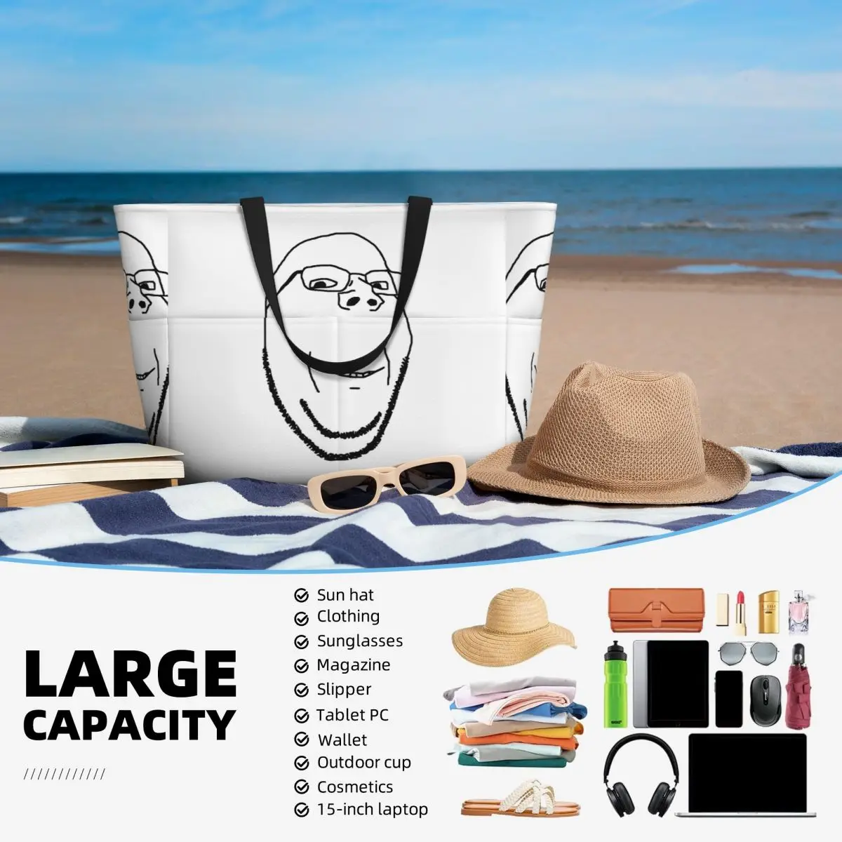 يبتسم صحي Wojak Soyjak حقيبة حمل على الشاطئ حقيبة رياضة رياضة اليوغا واق من المطر كبير حمل حقيبة المرأة حقيبة سفر حقيبة اللياقة البدنية #5