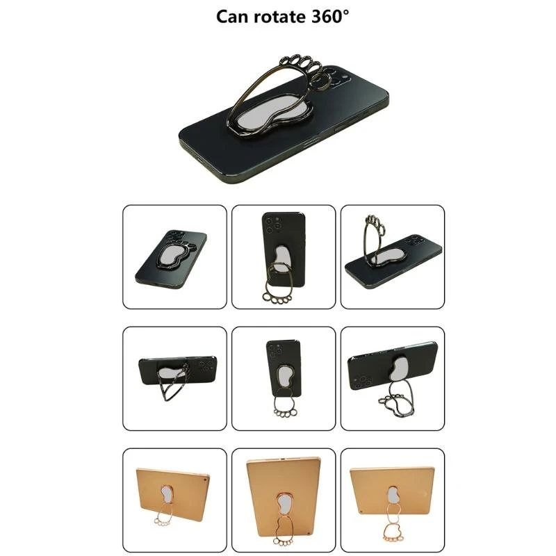 Cell Phone Ring Holder 360° Rotation Foldable Phone Stand Metal Back Ring Grip