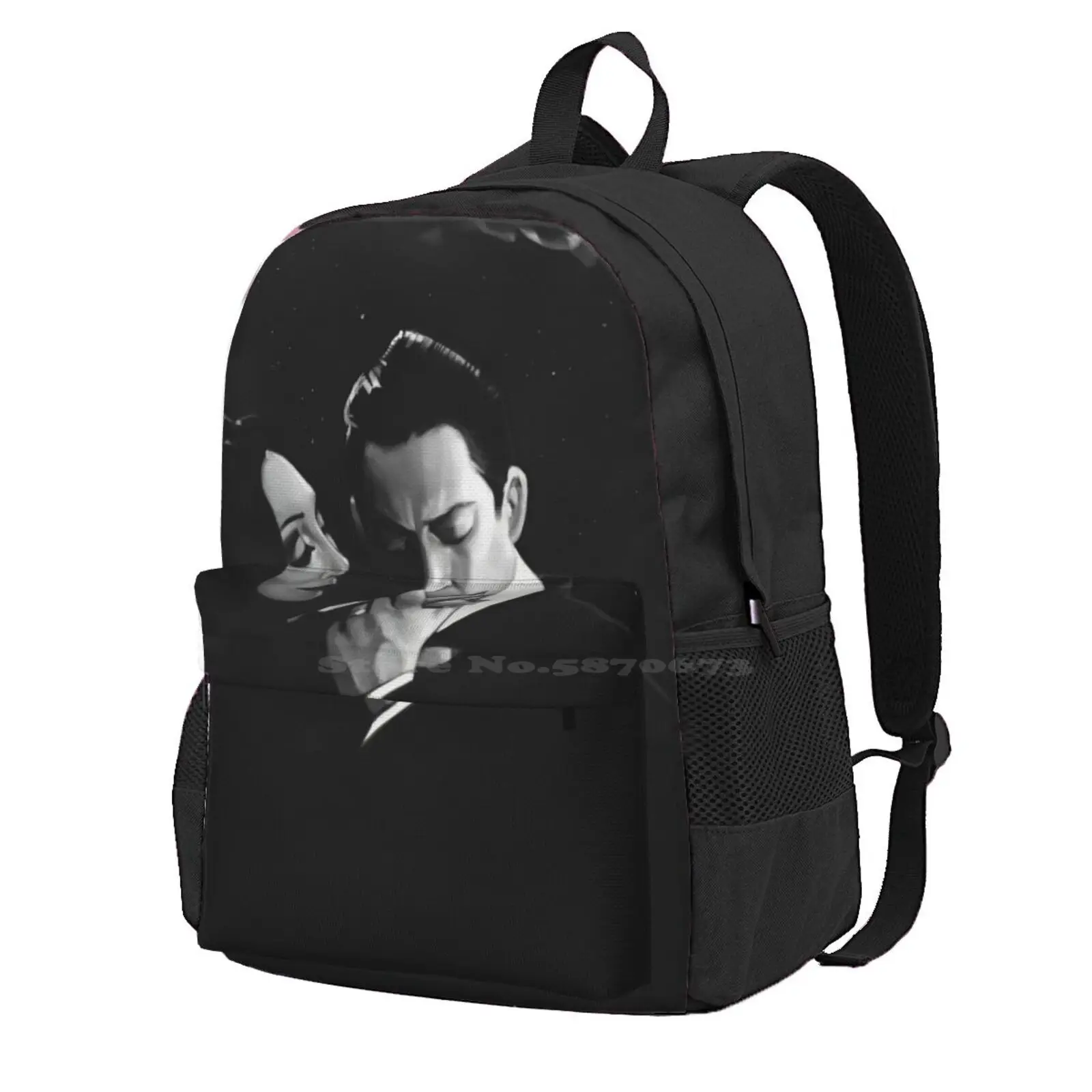 Gomez And Morticia Addams Hot Sale Schoolbag Backpack Fashion Bags Gomez Morticia Romance Halloween Heart Love Black Kiss