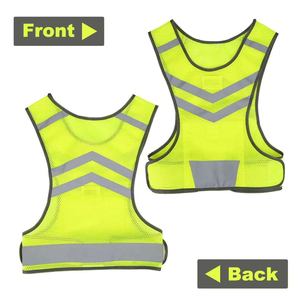 Fluorescent Yellow Reflective Safety Vest Polyester Adjustable High Visibility Vest Breathable Mesh