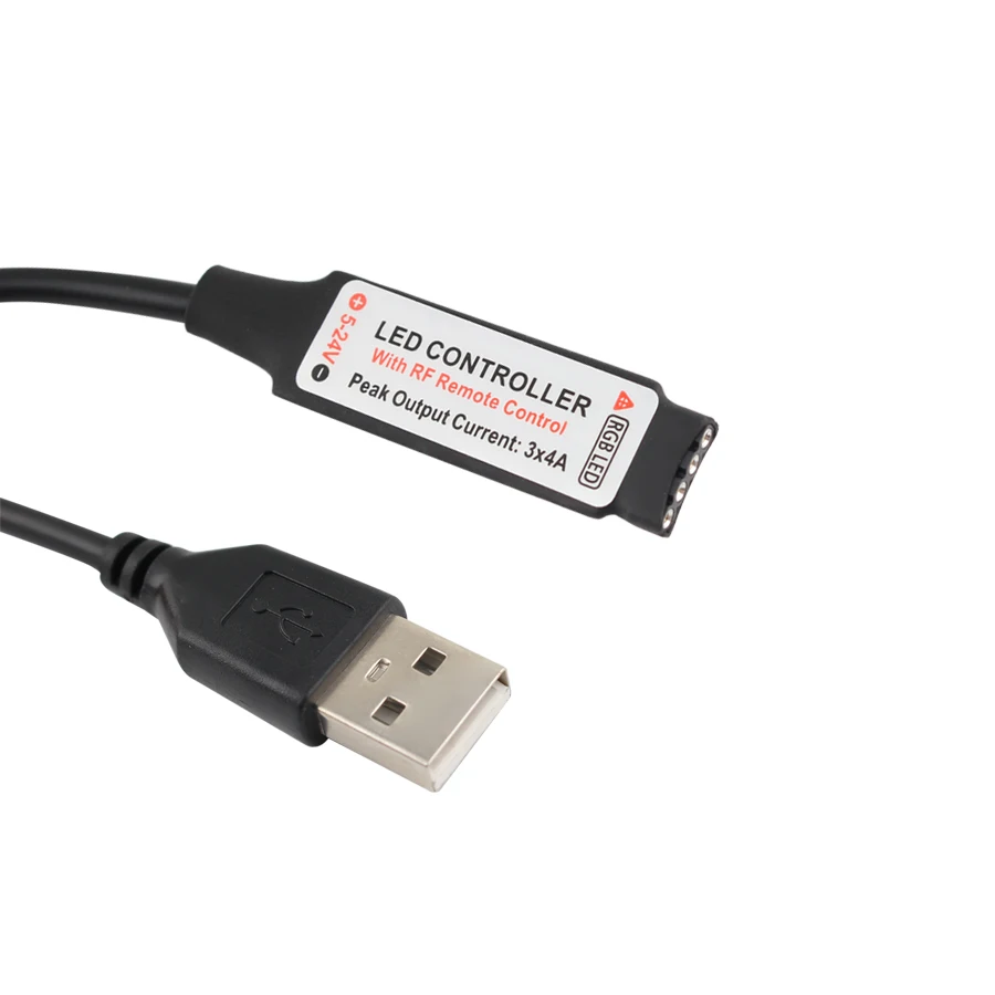 Télécommande de lumière RGB sans fil, USB LED, 5/12/24 V, Volt 3/17/24 touches, IR/RF, bande bande LED USB/LED