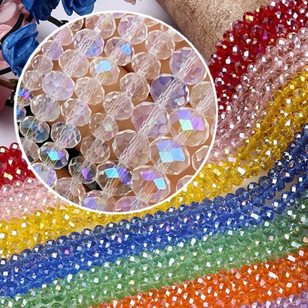 1 2 3 4 6 8 10mm Faceted Crystal Clear Beads Round Glass Beads Loose Spacer Beads for Jewelry Making DIY Bead Strands D5