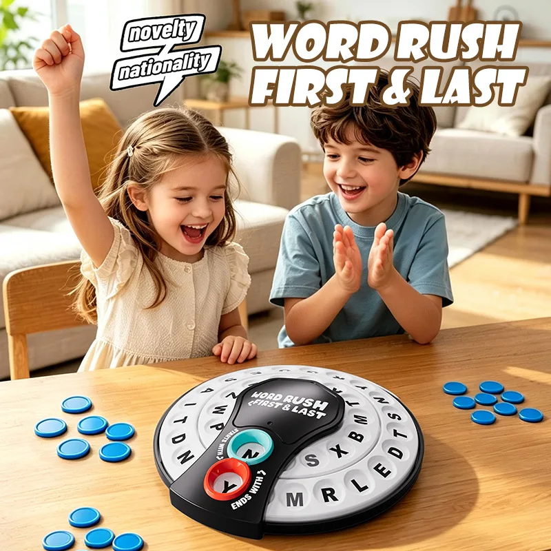 Word Rush First & Last Letter Spin Board Game Educational Spelling Interactive Family Party for Kids Adults Game Night