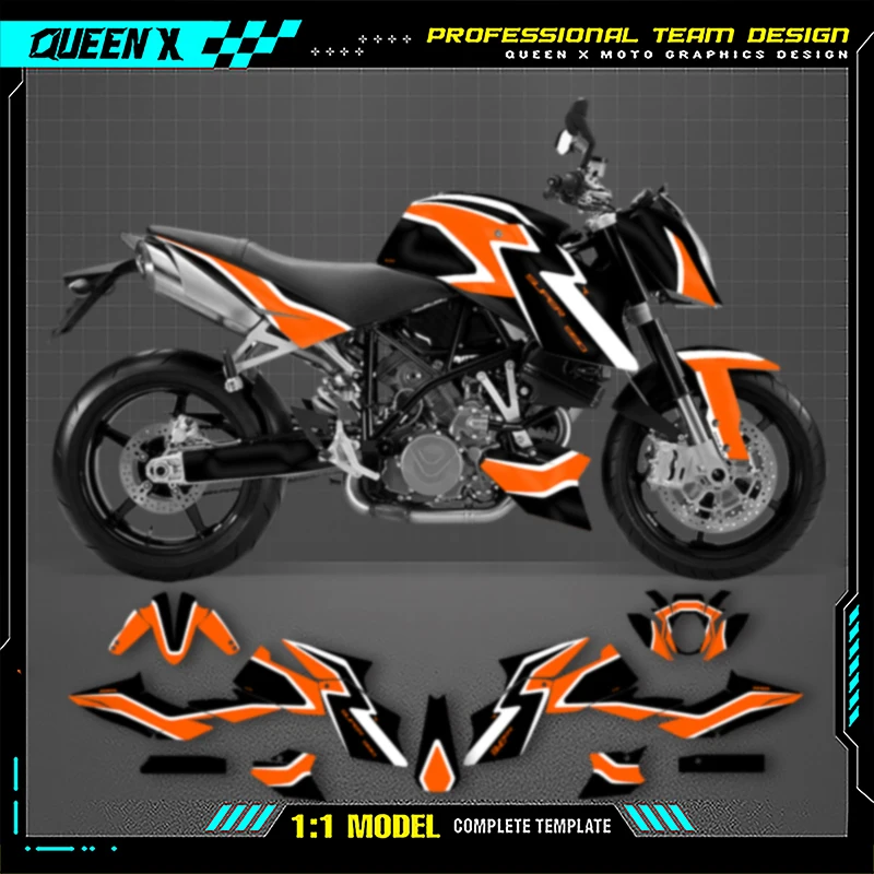 

Queen X MOTOR Motorcycle Graphics Background Decals Sticker Kits For KTM Duke 990 2005-2016 990R 2007-2013--3
