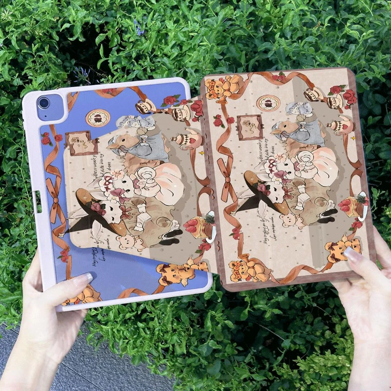 Elegant Lady Rabbit Smart Stand Case Cover for Ipad 2017 10.5 Inch Ipad Mini 6 10.2 7th 8th 9th Gen IPad Pro 11 2022 Tablet Case