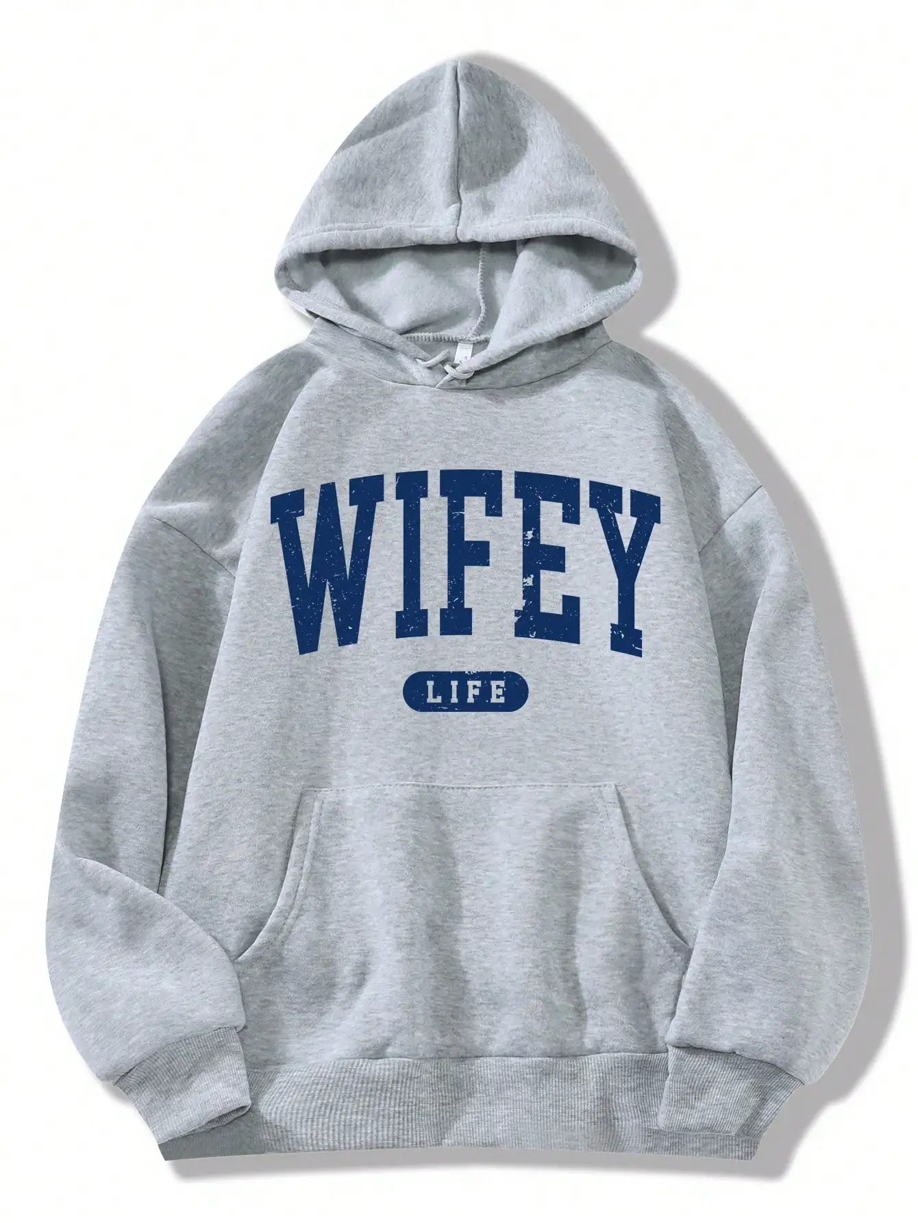 

Женская толстовка с принтом Wifey Life, повседневный осенне-зимний пуловер с карманом-кенгуру
