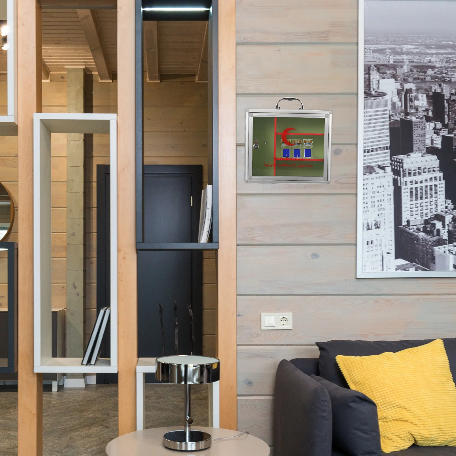 صندوق قفل دواء مع نافذة شفافة ذات سعة كبيرة مثبت على الحائط من سبائك الألومنيوم متعدد الوظائف للأماكن العامة المنزلية الآمنة