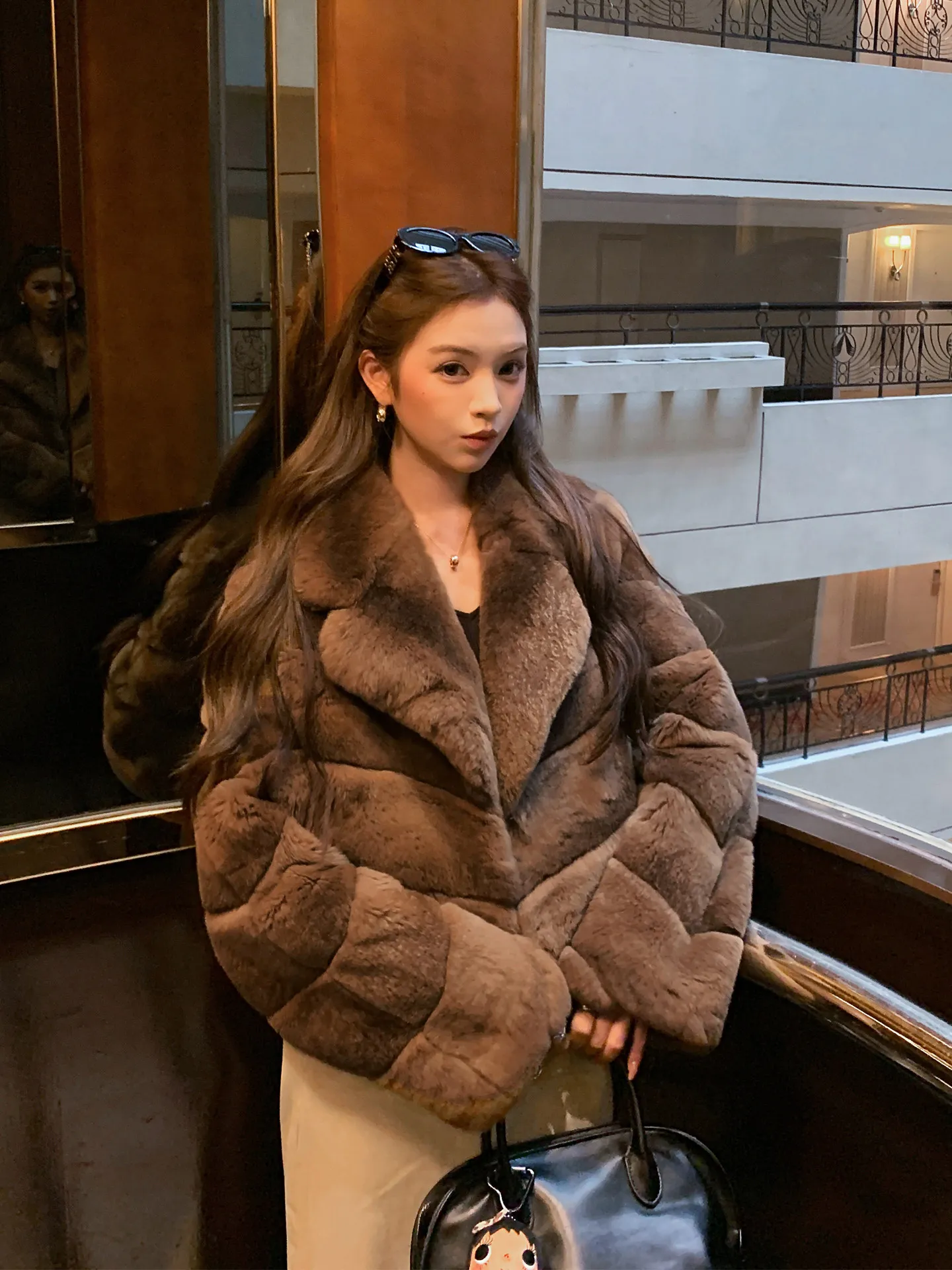 BFFUR High End Women Rabbit Fur Jackets Real Rex Rabbit Fur Coat With Lapel Collar Women's Short Warm Streetwear Coat