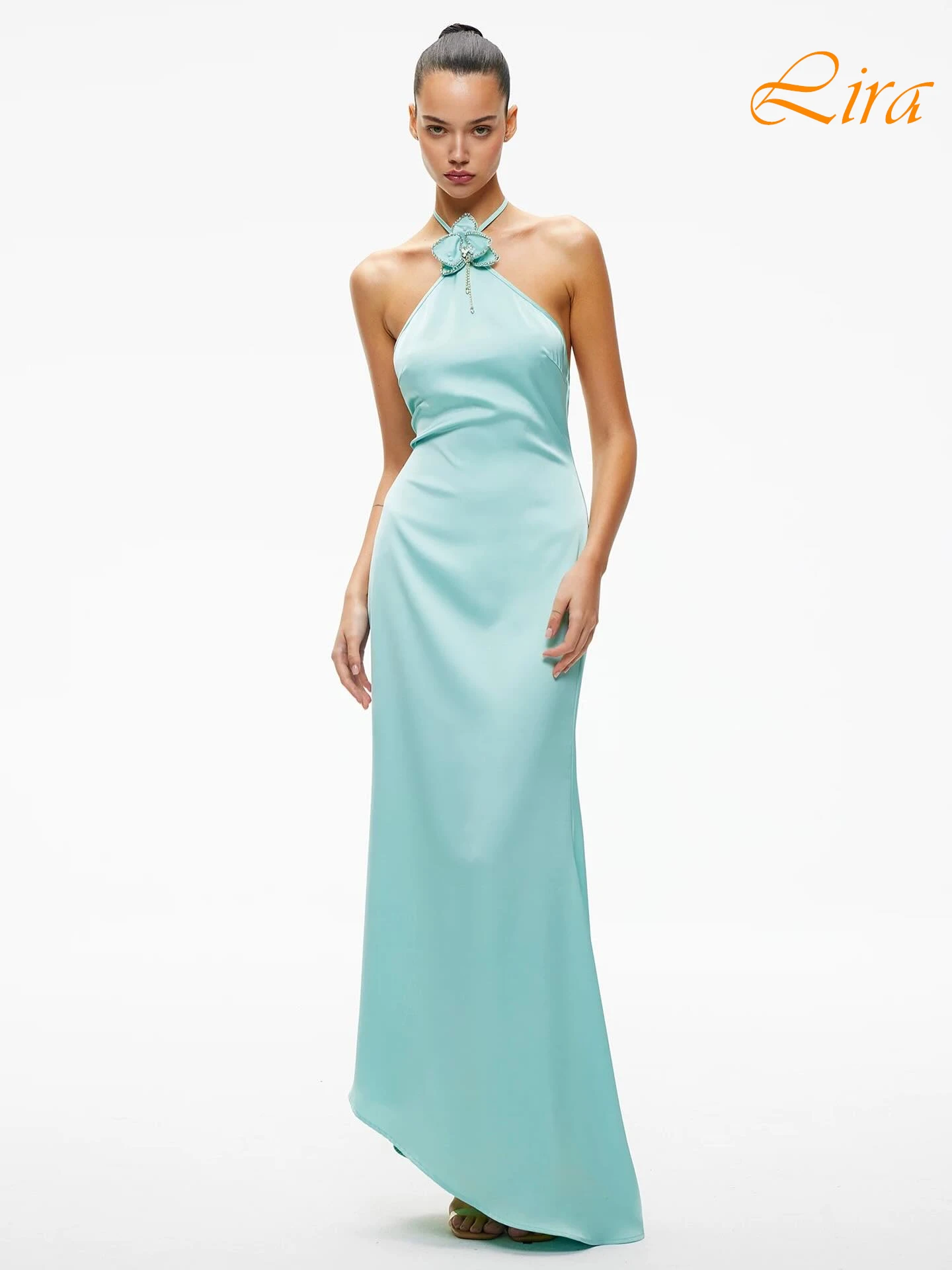 تخصيص مستقيم الرسن بلا أكمام فستان سهرة أنيق دقيق جودة عالية مخصص فساتين المناسبات الحديثة فساتين المشاهير #1