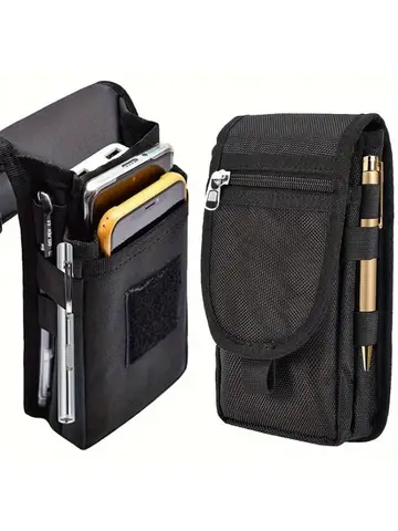 6.3 Inch Multi-Functional Mobile Phone Bag Oxford Fabric Pocket Cell Phone Belt Pouch Case Men's Outdoor Bag for Iphone 16 15