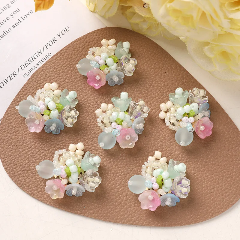 Premium Crystal Pearl Cream Seed Bead Lily of The Valley Shoe Charms for Jelly Clogs Summer Fresh Spring Vitality DIY