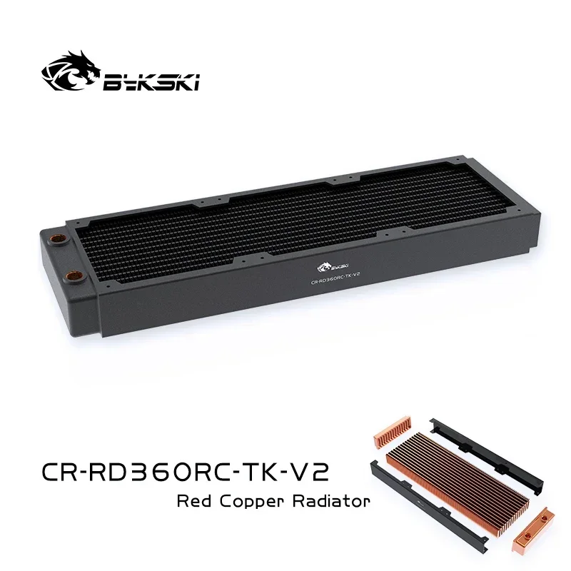 Bykski 40mm Thickness Copper Computer Radiator 120/240/360/480mm, 2 Layers 12 FPI Water Cooling Heatsink For 120mm Fan