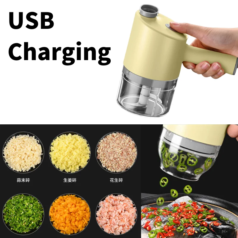 

Kitchen Electric Vegetable Cutter USB Charging Household Vegetable Cutter Portable Vegetable Cutter Handheld Garlic Chili Masher