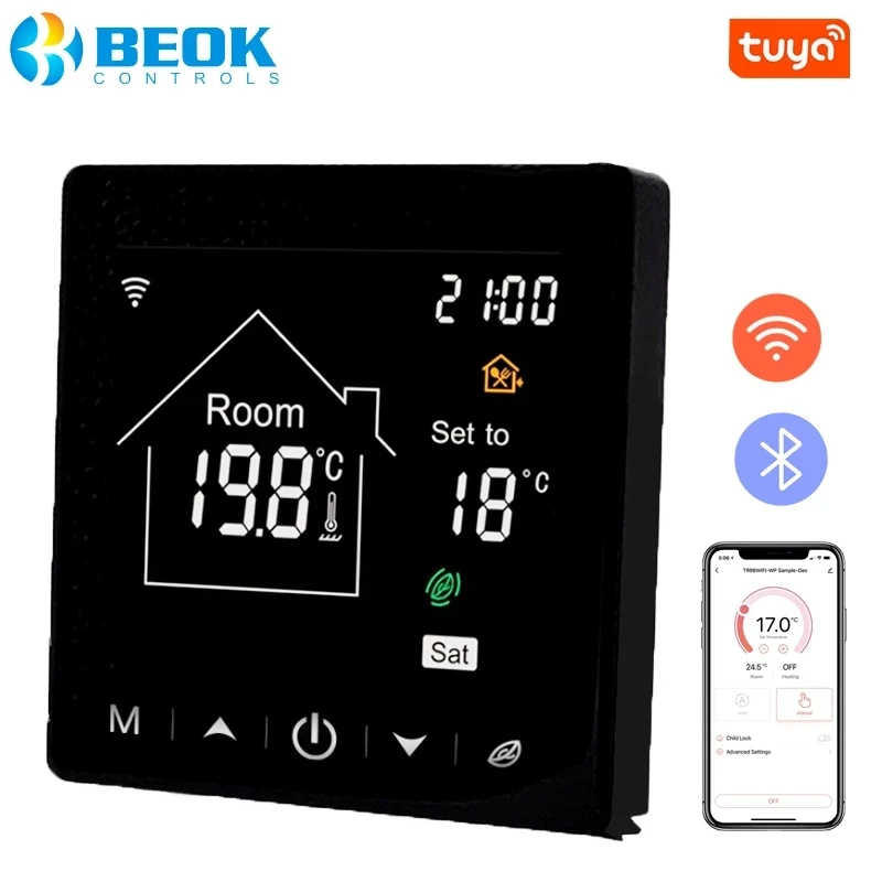 Beok-termostato WiFi con controlador de temperatura para caldera de Gas, termostato inteligente para calefacción de habitación, funciona con Alexa y