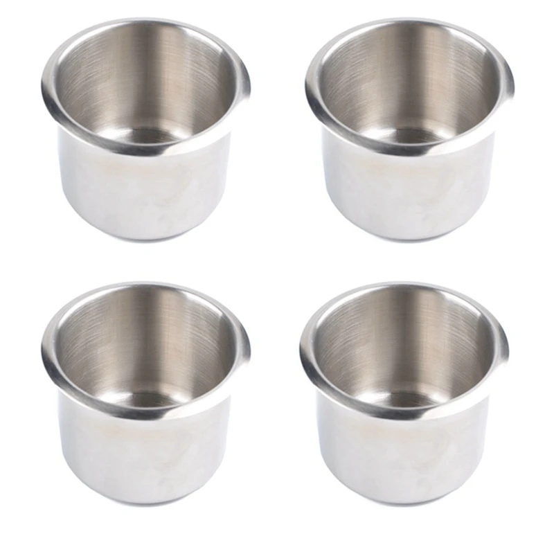 4Pcs Universal Marine Boat Cup Holder 68X55mm Stainless Steel Drop In Drink Cup Holder For Poker Table Couch