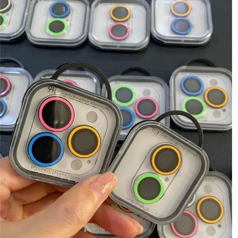 Luminous Lens Protector For IPhone 16 17 Pro Max Plus Full Cover Camera Lens Glass For IPhone 12 13 Mini Ceramic Lens Rings