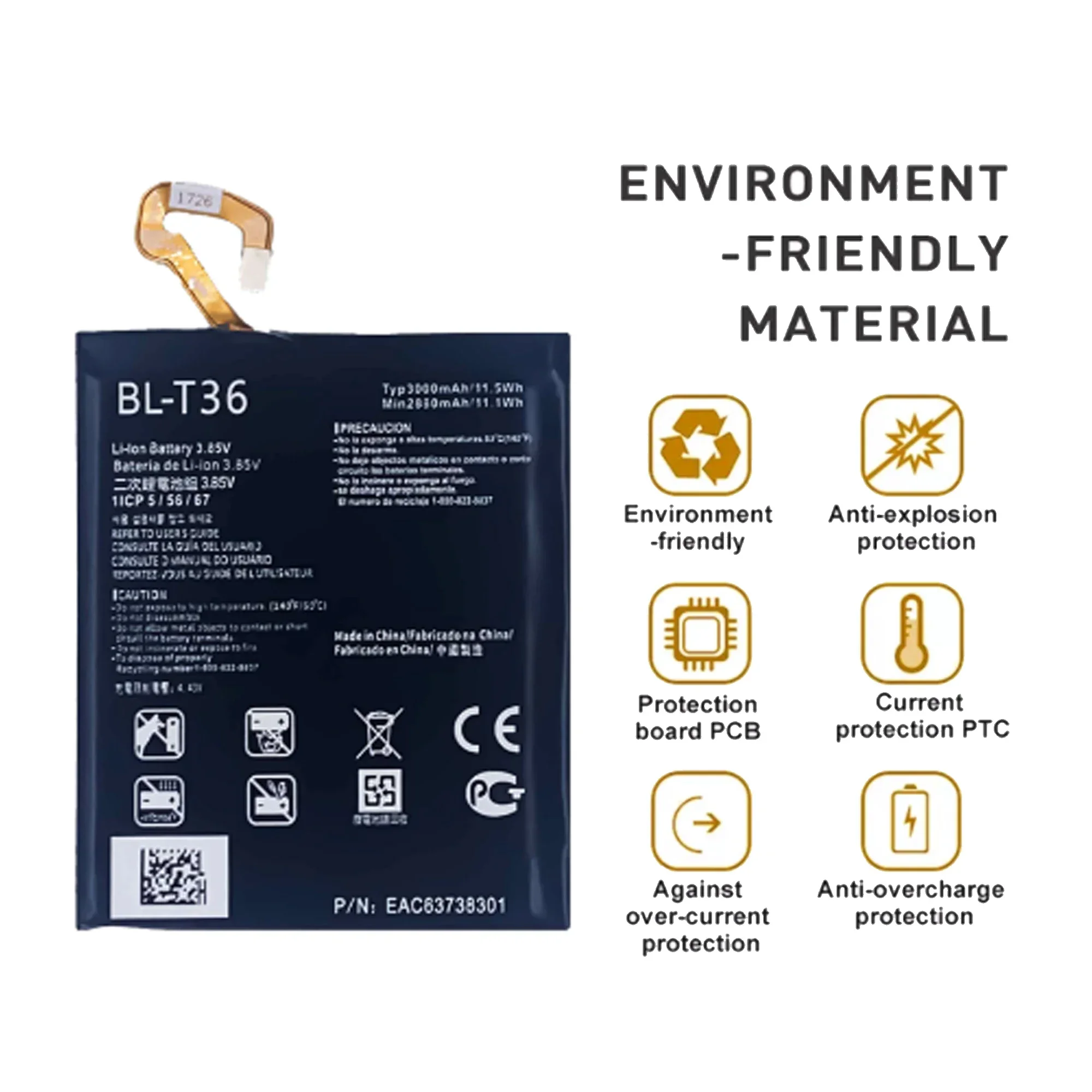 100% high capacity BL-T36 Battery For LG X410/ Phoenix Plus/ K11 Plus/ X4Phone Replacement Bateria