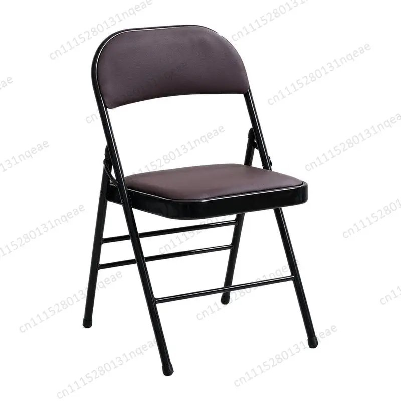 Outdoor Folding Chair Black Metal Frame Leather Soft Backrest Stackable Garden Beach Hotel Wedding Party Event Chair