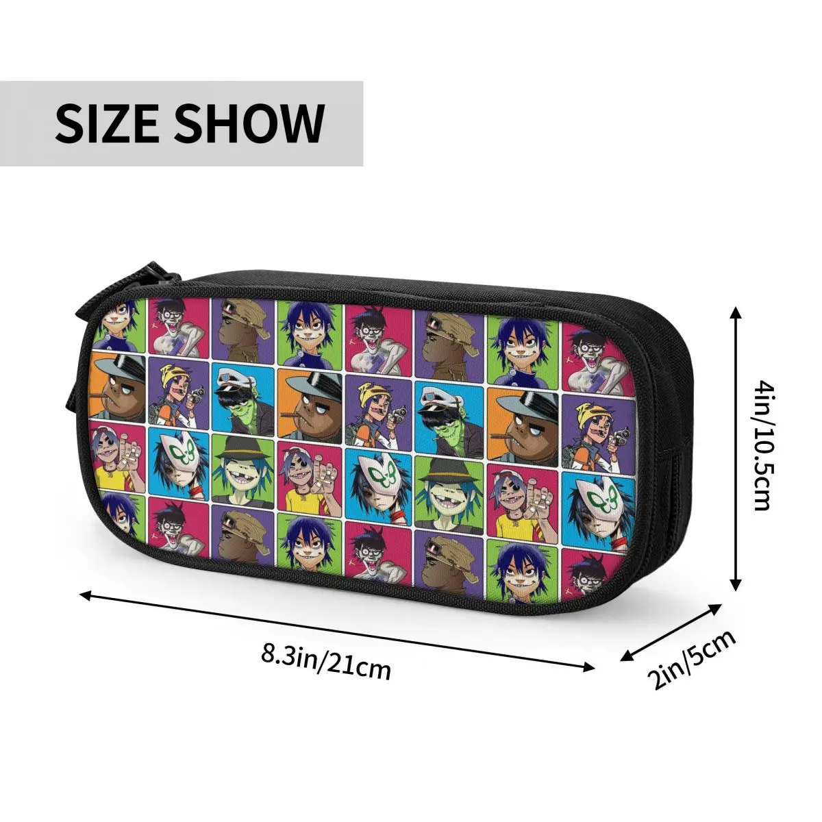Music Band Gorillaz Pencil Cases for Students School Pen Box Pencil Bag Large Storage Pencil Pouch