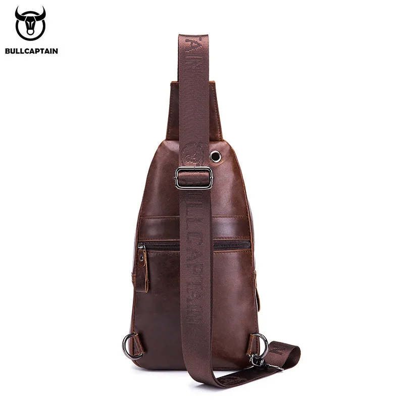 BULLCAPTAIN Genuine Leather Chest Back Pack Chest Bag Men Fashion Messenger Bag\'s Multifunctional Card Bages Mobile Phone Bags