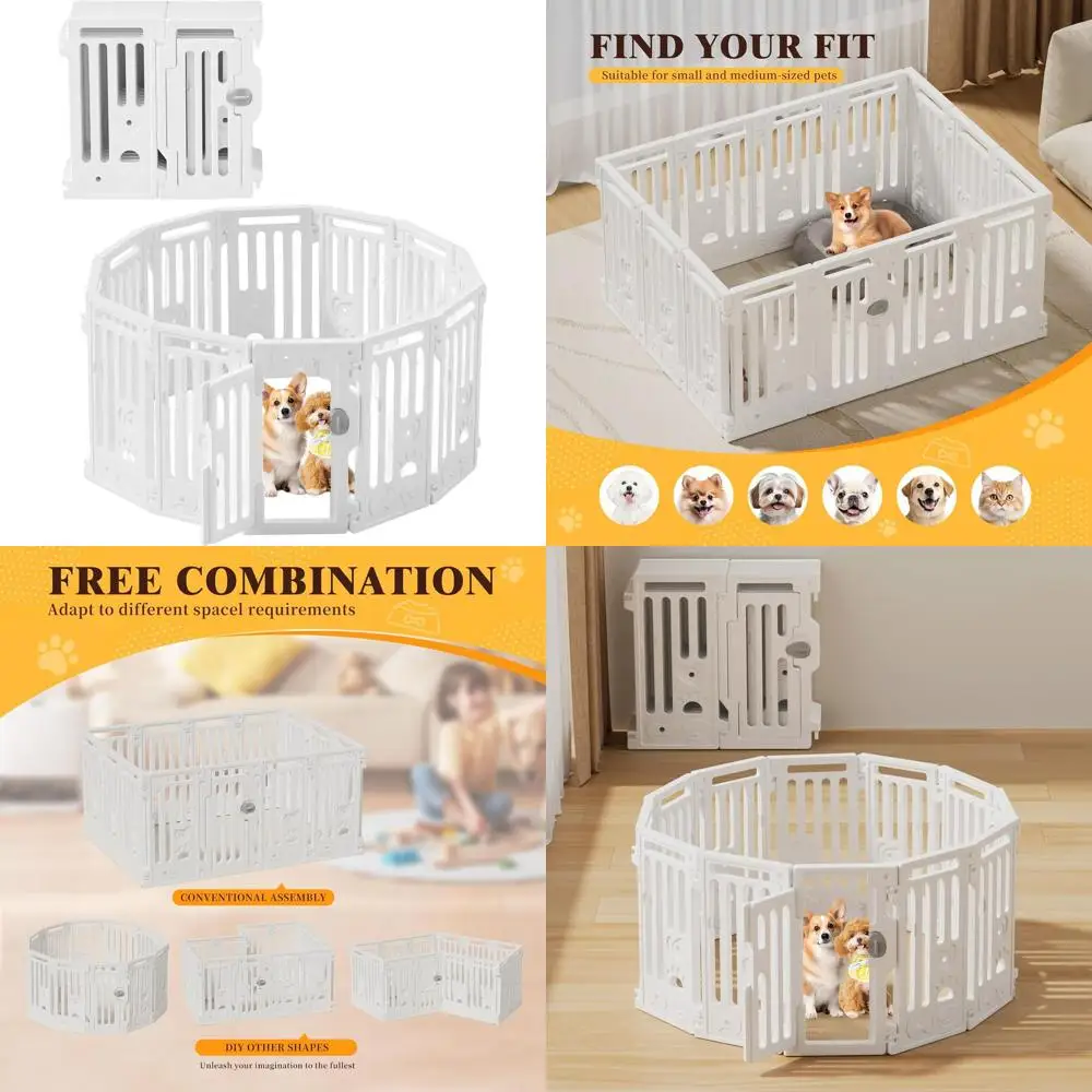 

Переносной пластиковый манеж для маленьких/средних собак с дверцей, 25,5 x 13+1 панель, вольер для животных