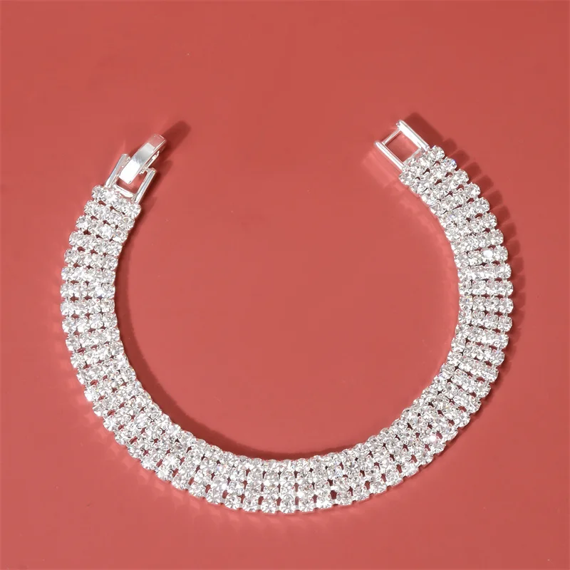 Fashionable Roman Crystal Micro-inlaid Claw Chain Bracelet for Women