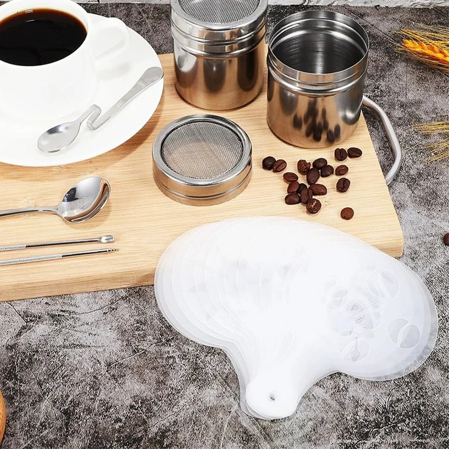 16pcs Coffee Latte Art Stencil Hollow-out Mold Party Shop Kitchen Household Coffee Supplies for Espresso Cappuccino Drinks XJM