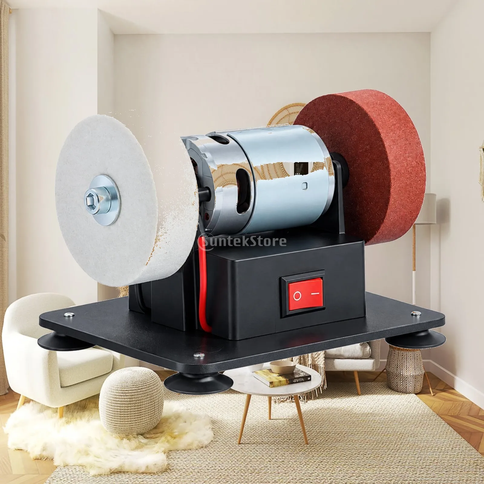 Two Wheel Bench Grinder Electric Metal Sharpening Machine with Work Rest for Home Workshop Grinding
