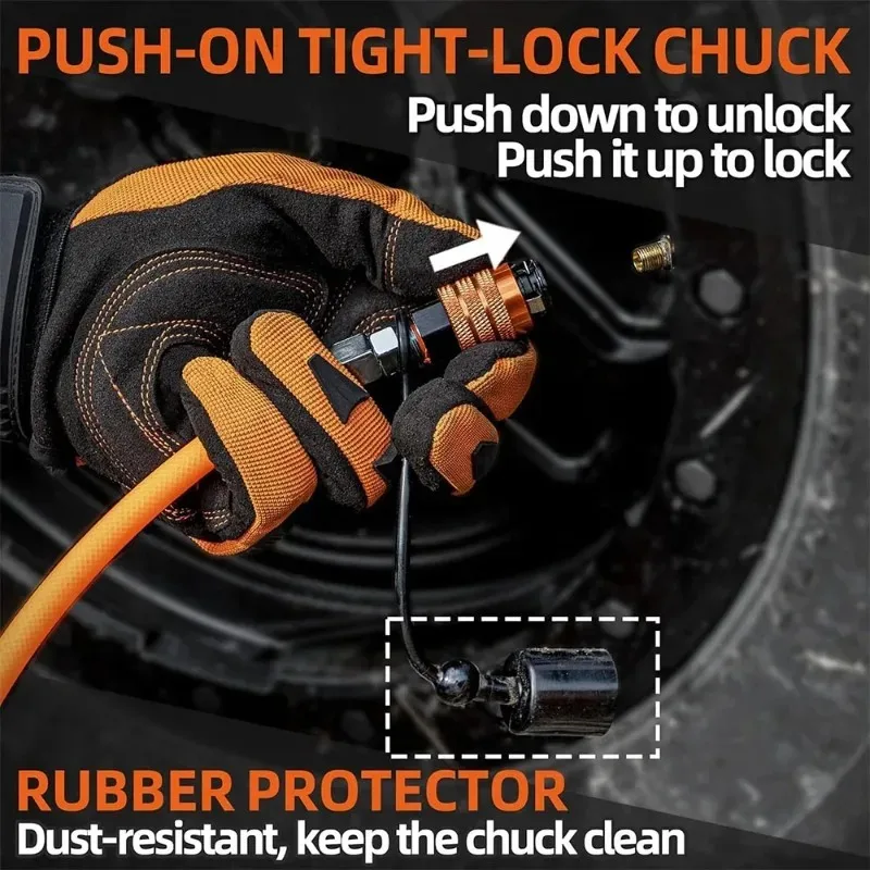 High-Flow Rapid Tire Inflation Deflation Kit with Digital Pressure Gauge