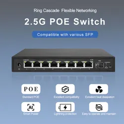 HICOMDATA przełącznik Poe zarządzana L2- 10gb w górę SFP 2.5g Rj45 9 Port przełącznik sieci Ethernet POE dla kamery IP