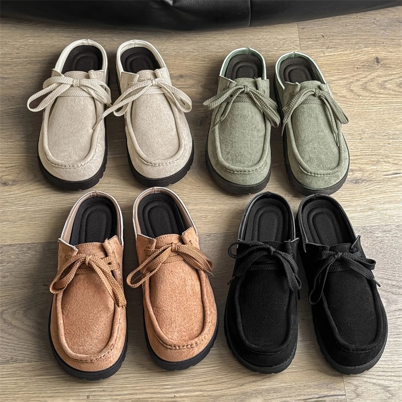 

Модные мужские полутапочки, замшевая мужская повседневная обувь, 4 цвета, дышащая легкая прогулочная обувь, удобные лоферы, обувь для ленивых