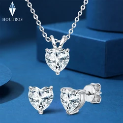 1Carat Heart Cut Moissanite Diamond Jewelry Set for Women Certified 925 Sterling Silver Pendant Necklace Earrings Jewelry Gift