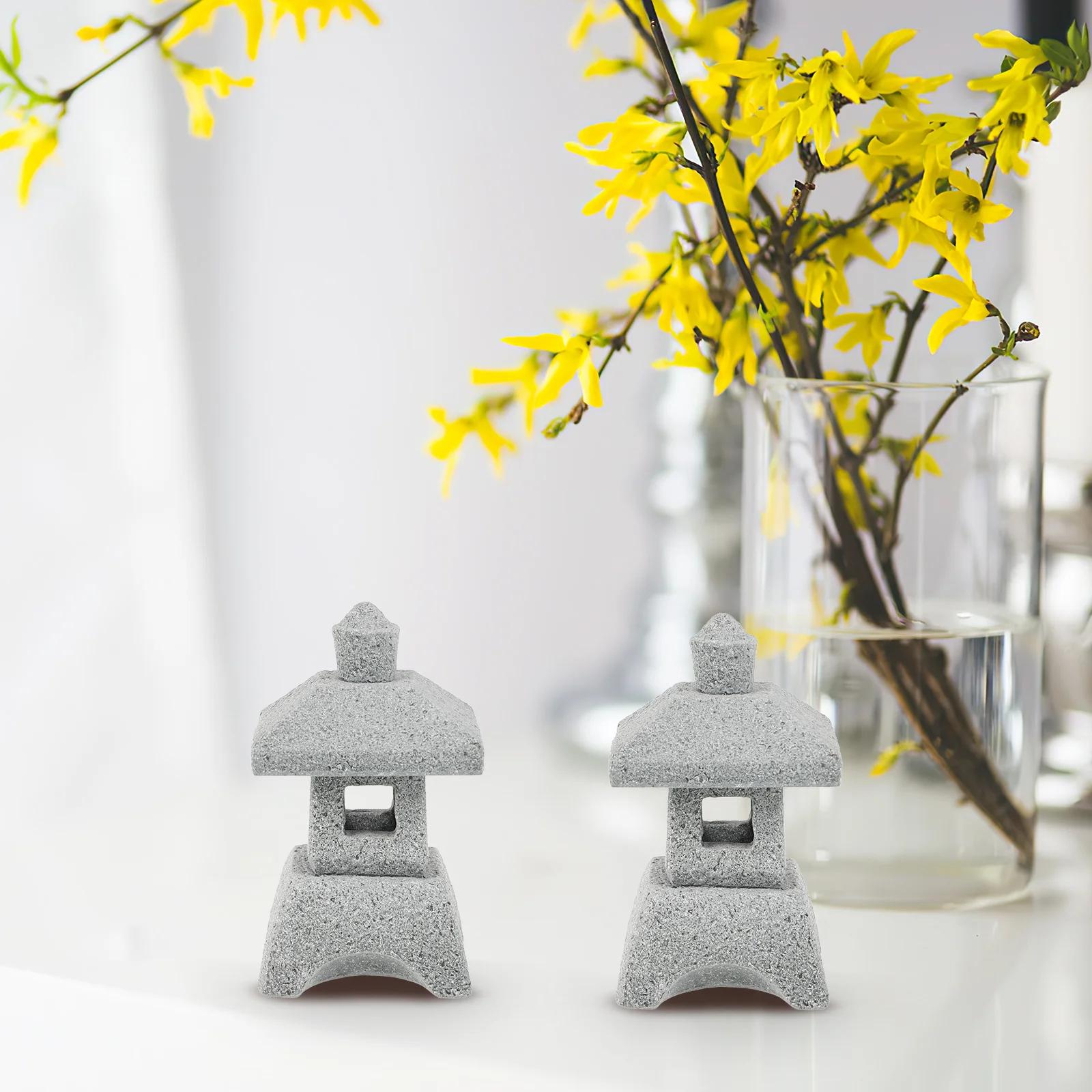 

Mini Lantern Bluestone Pavilion Statue High Simulation Micro Landscape Garden Decor Indoor Outdoor Tabletop Ornament