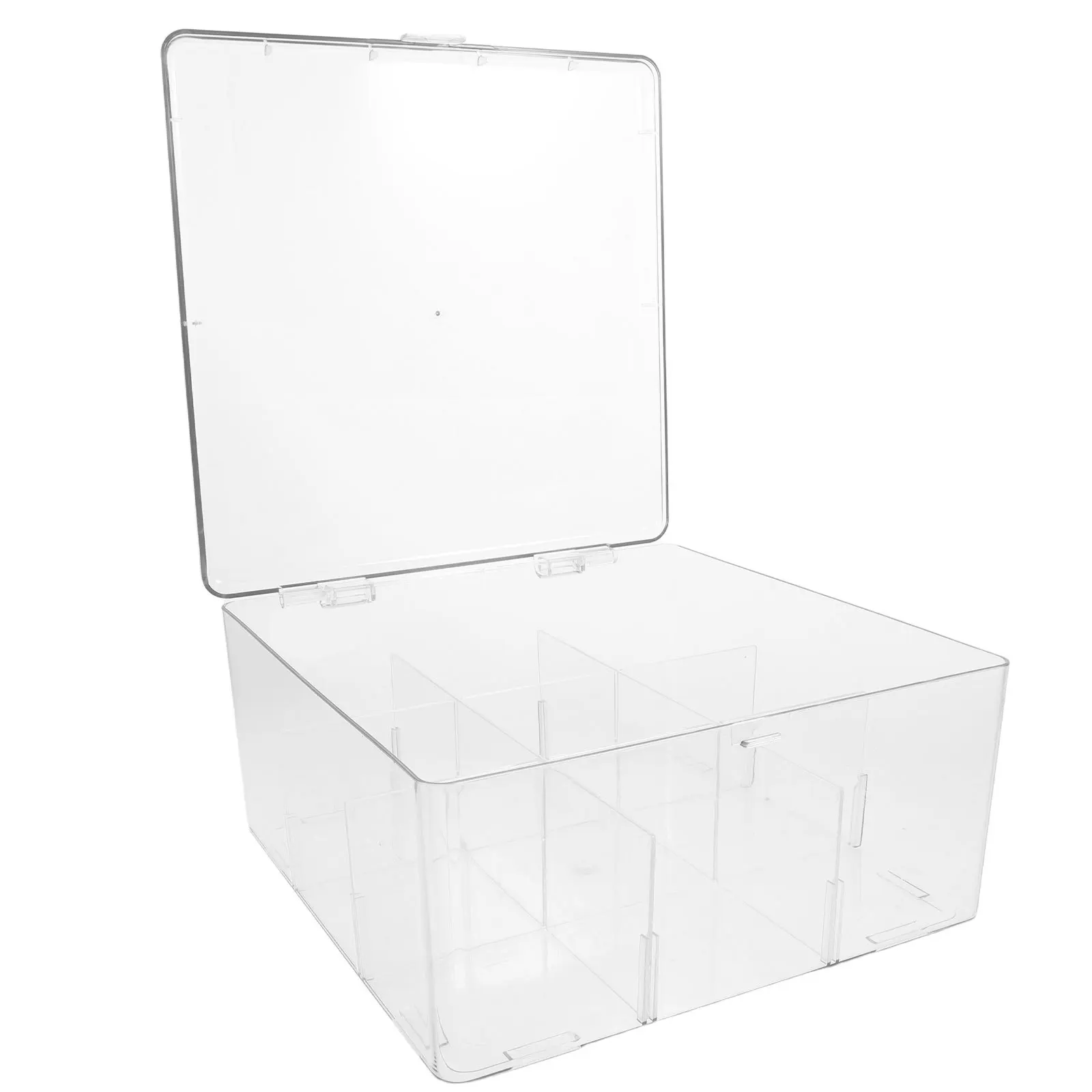 

Acrylic Card Storage Box with Lid Clear Divided Organizer for Game Cards Business Postcards Desktop Holder Case Snap Closure