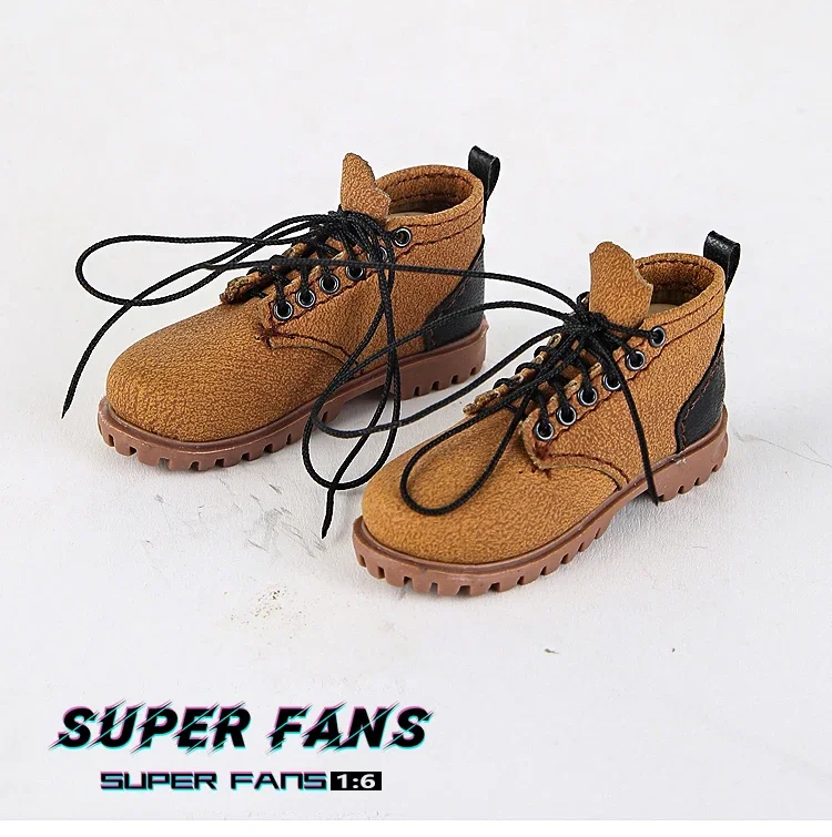 1/6 Scale Male Sand Solid Boots Casual British Martin Shoes Model Fit for 12in Detachable Foot Doll Action Figure Toy