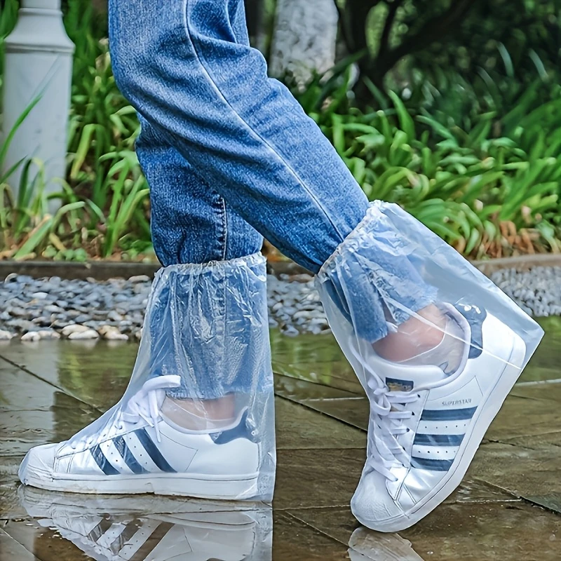 6-Piece Waterproof Shoe Cover Transparent Plastic Rain Boot Cover Anti Slip Shoe Cover Suitable for Bicycle Travel on Rainy Days