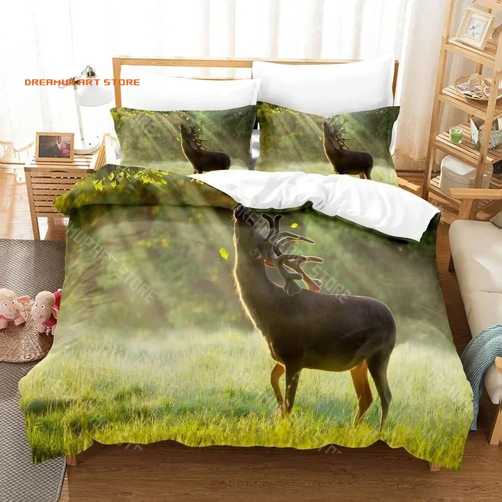 2026 2025 Kawaii Animal Deer Bedding Set Single Twin Full Queen King Size Bed Set Aldult Kid Bedroom Duvetcover Sets Anime Bed S