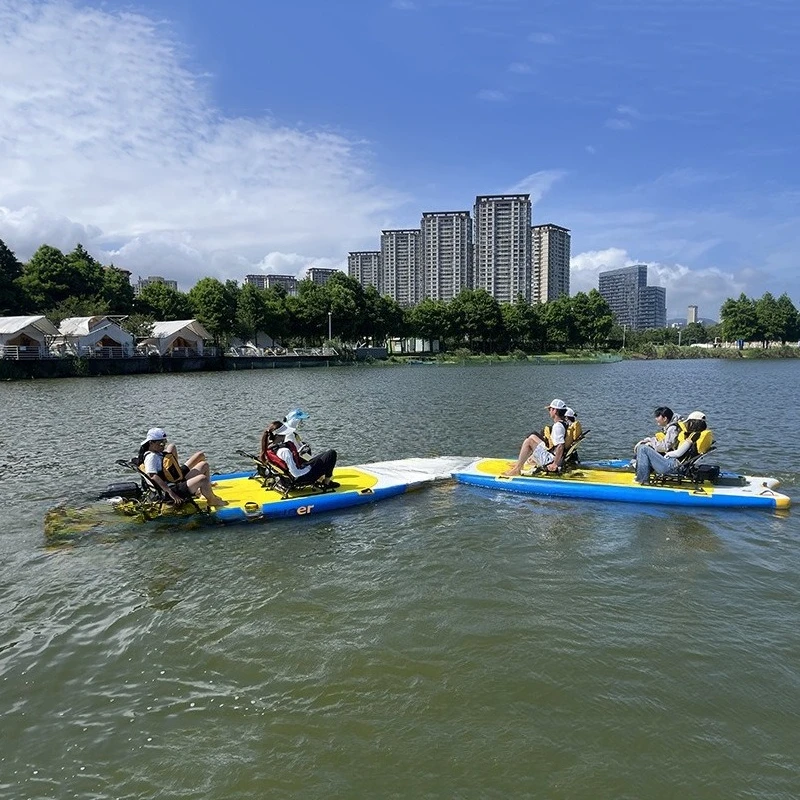 PVC inflatable water floating board, four-person surfboard with seat, multi-person sightseeing lake paddle board