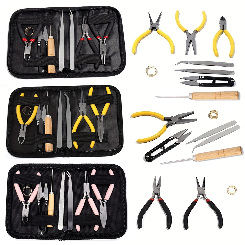 

1 Pack Handmade Making Supplies Kits With Pliers Jump Ring Opener Awl Thread Scissors Helping Hands For Decoration Repair