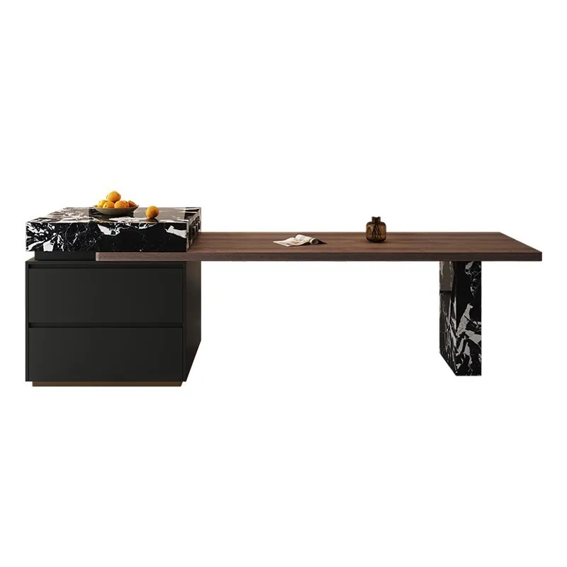 

Встроенный обеденный стол, бытовой светильник, роскошный, элитный, полностью каменная плита, итальянский минималистичный обеденный стол, стол Zhongdao