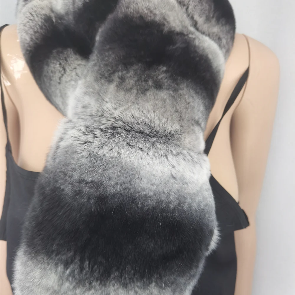 Real Rex Rabbit Fur scarf  Natural fur Unisex 120cm long Width 13cm